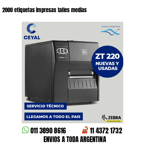 2000 etiquetas impresas talles medias