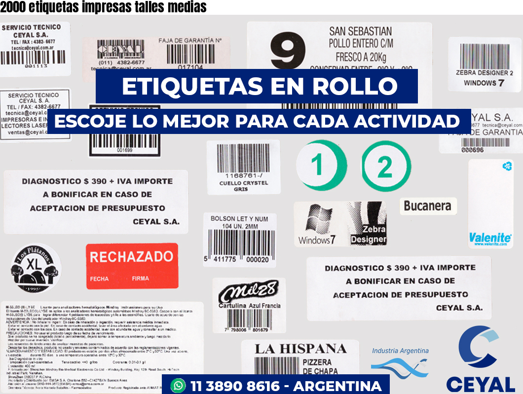 2000 etiquetas impresas talles medias