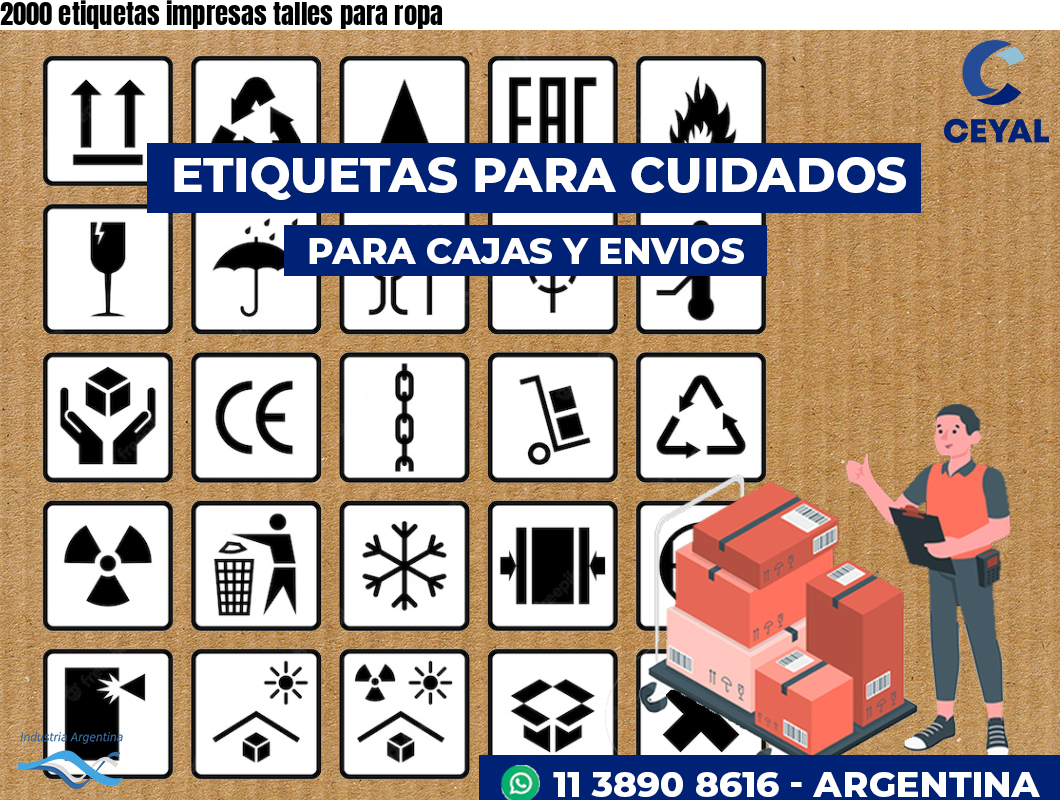 2000 etiquetas impresas talles para ropa