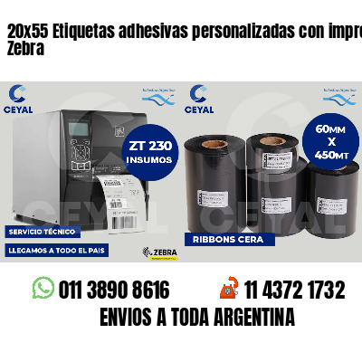 20x55 Etiquetas adhesivas personalizadas con impresora Zebra