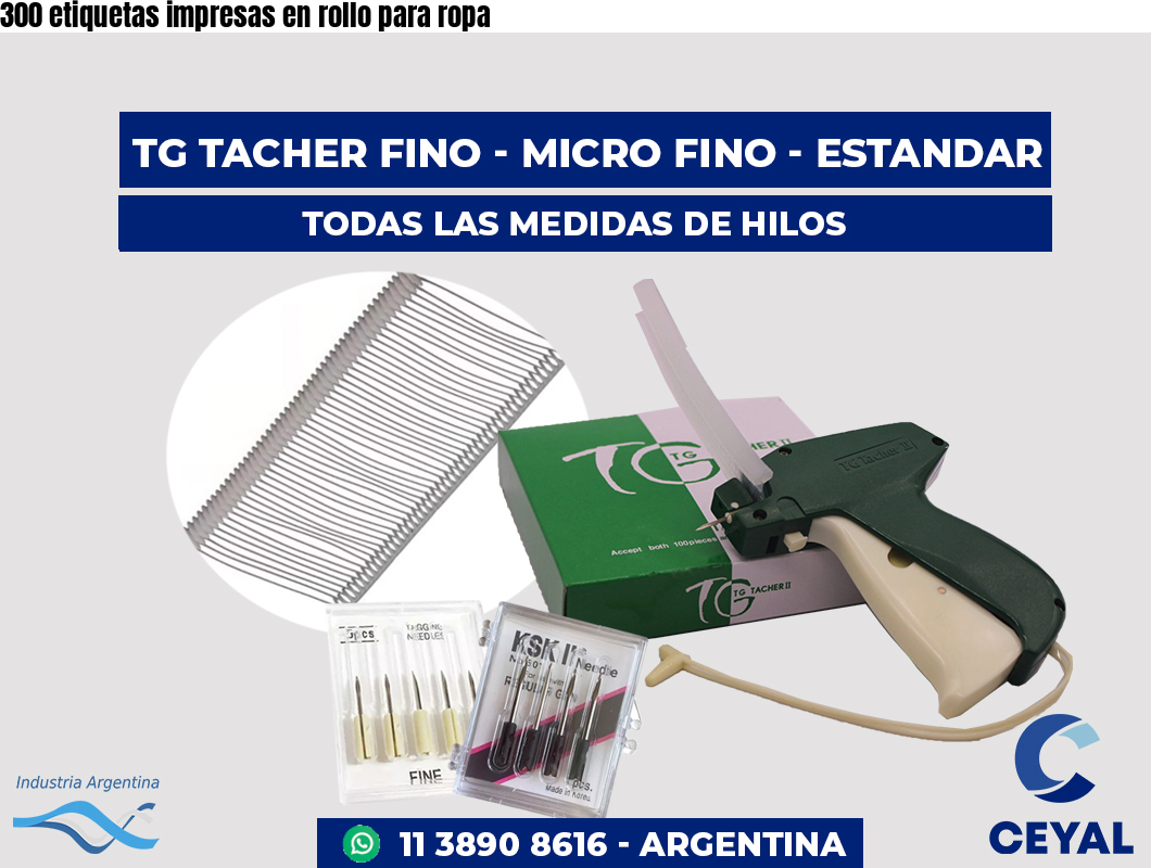 300 etiquetas impresas en rollo para ropa