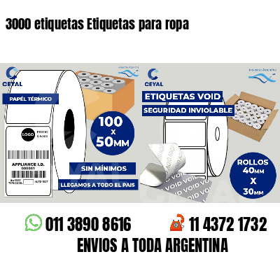 3000 etiquetas Etiquetas para ropa