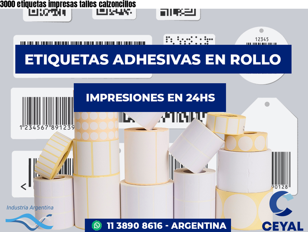 3000 etiquetas impresas talles calzoncillos