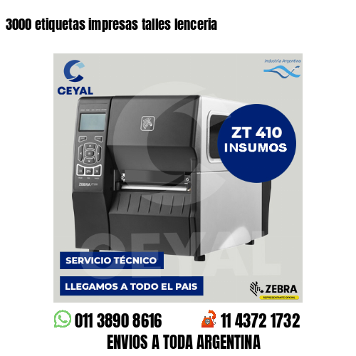 3000 etiquetas impresas talles lenceria