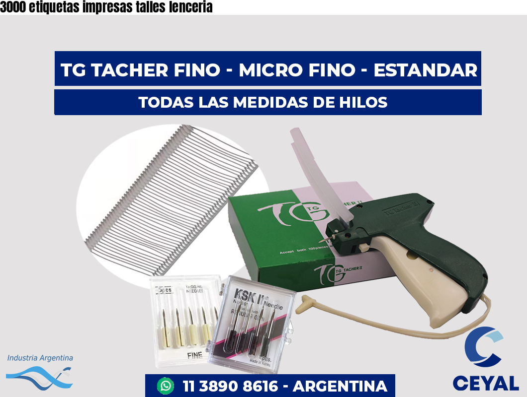 3000 etiquetas impresas talles lenceria