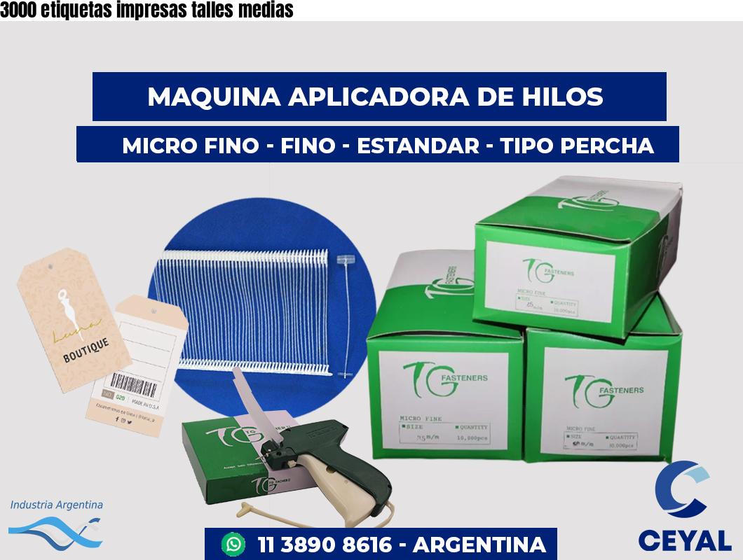 3000 etiquetas impresas talles medias