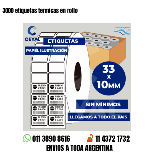 3000 etiquetas termicas en rollo