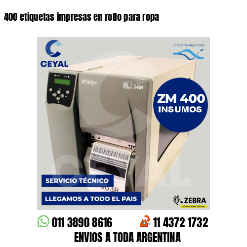 400 etiquetas impresas en rollo para ropa