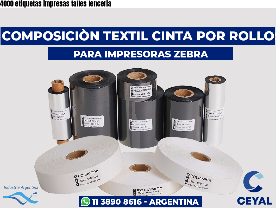 4000 etiquetas impresas talles lenceria