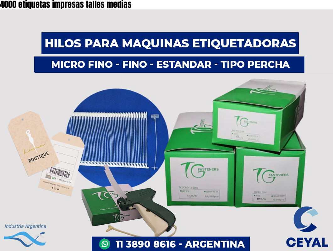 4000 etiquetas impresas talles medias