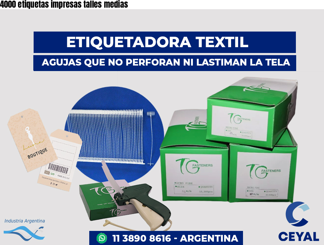 4000 etiquetas impresas talles medias