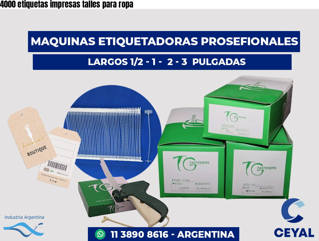 4000 etiquetas impresas talles para ropa