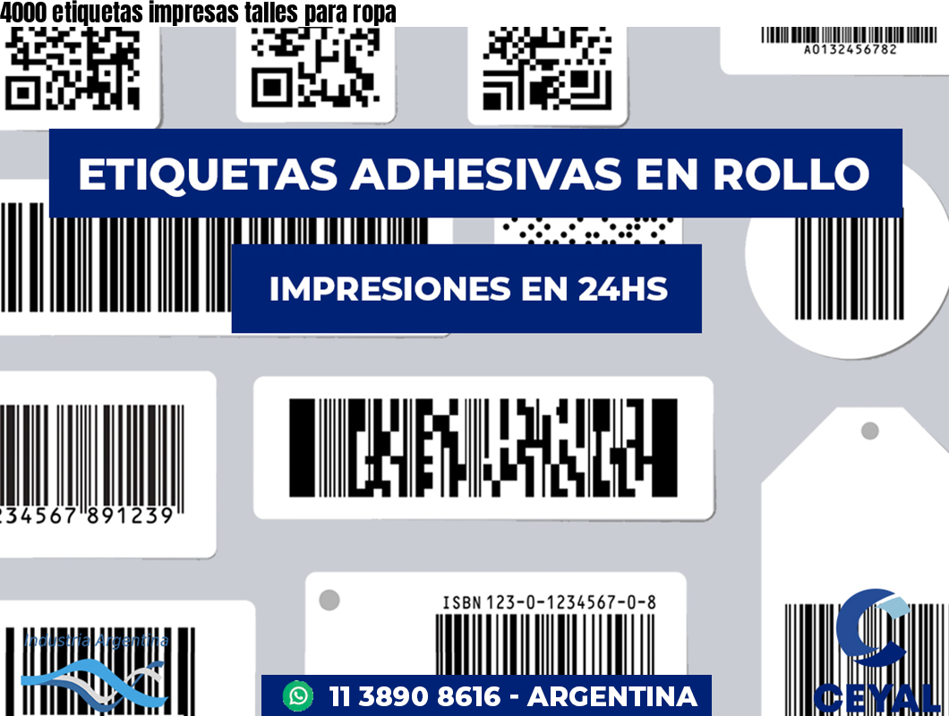 4000 etiquetas impresas talles para ropa