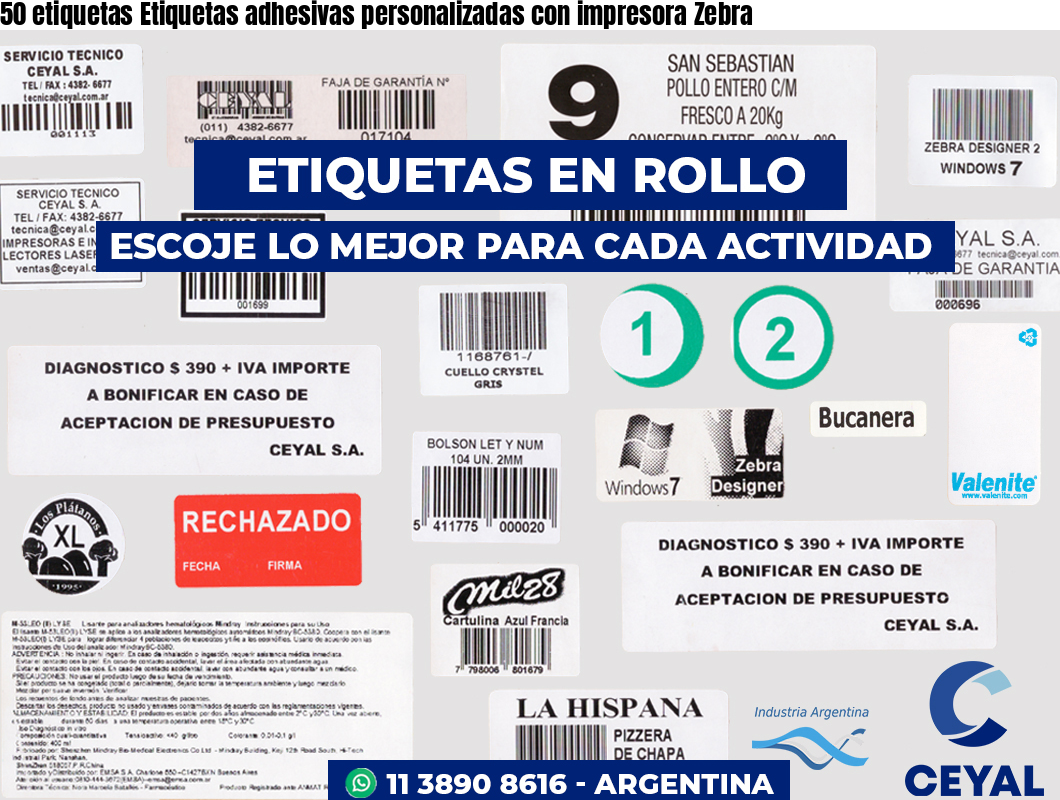 50 etiquetas Etiquetas adhesivas personalizadas con impresora Zebra