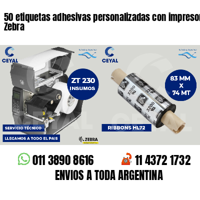 50 etiquetas adhesivas personalizadas con impresora Zebra