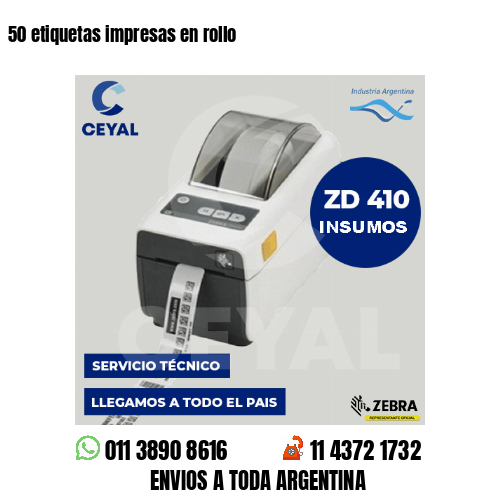 50 etiquetas impresas en rollo