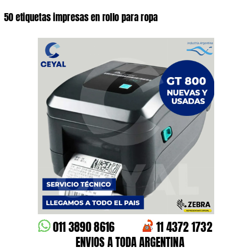 50 etiquetas impresas en rollo para ropa