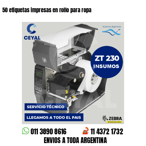 50 etiquetas impresas en rollo para ropa