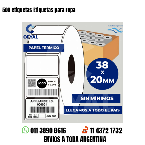 500 etiquetas Etiquetas para ropa