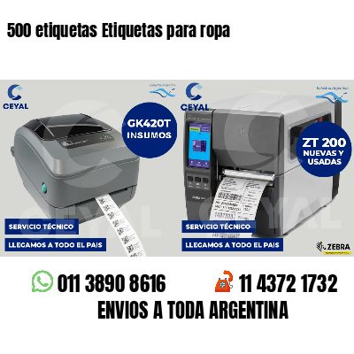 500 etiquetas Etiquetas para ropa