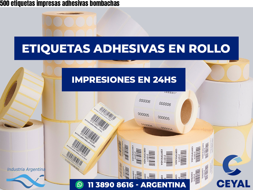 500 etiquetas impresas adhesivas bombachas