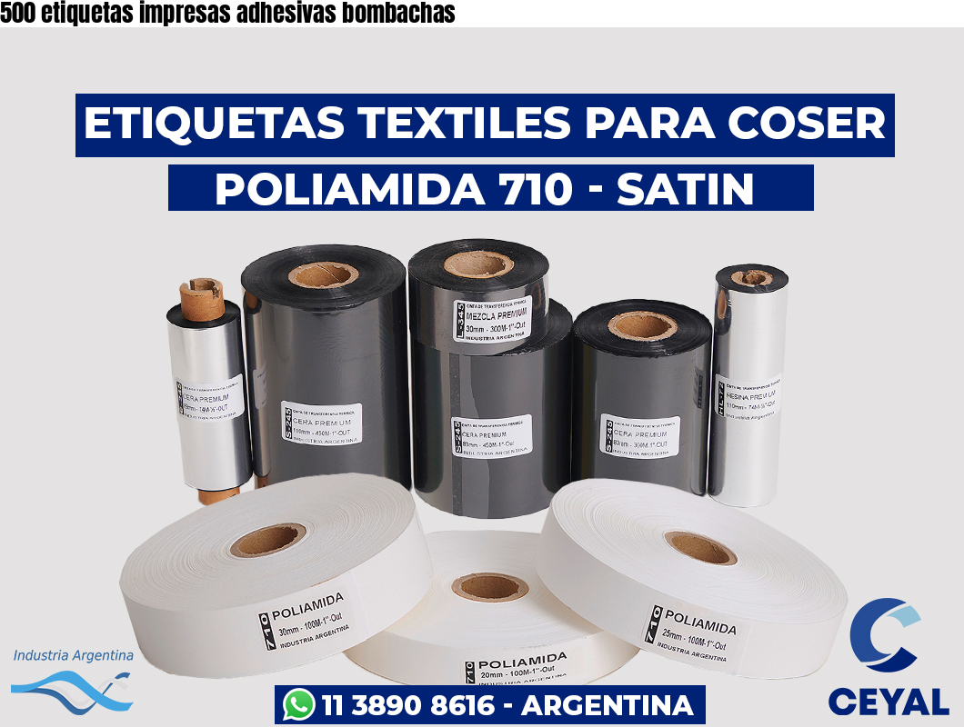 500 etiquetas impresas adhesivas bombachas