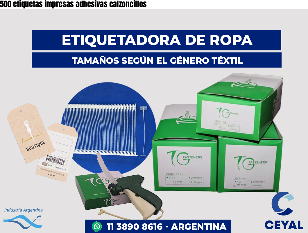 500 etiquetas impresas adhesivas calzoncillos