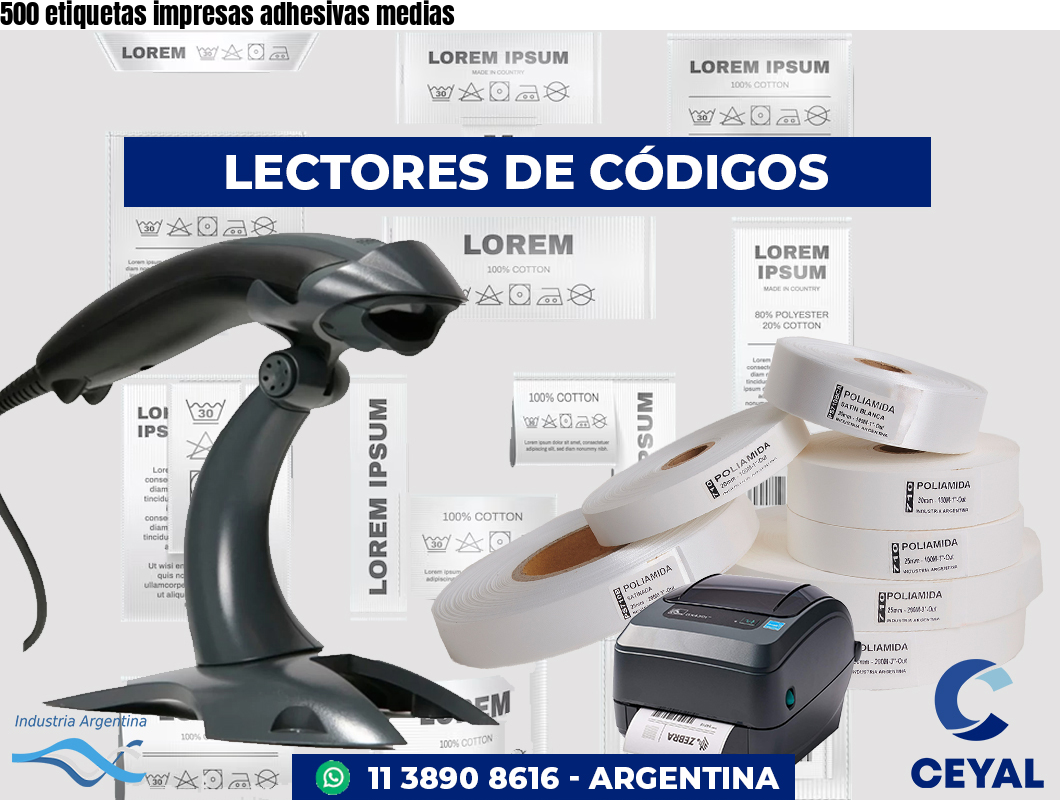 500 etiquetas impresas adhesivas medias