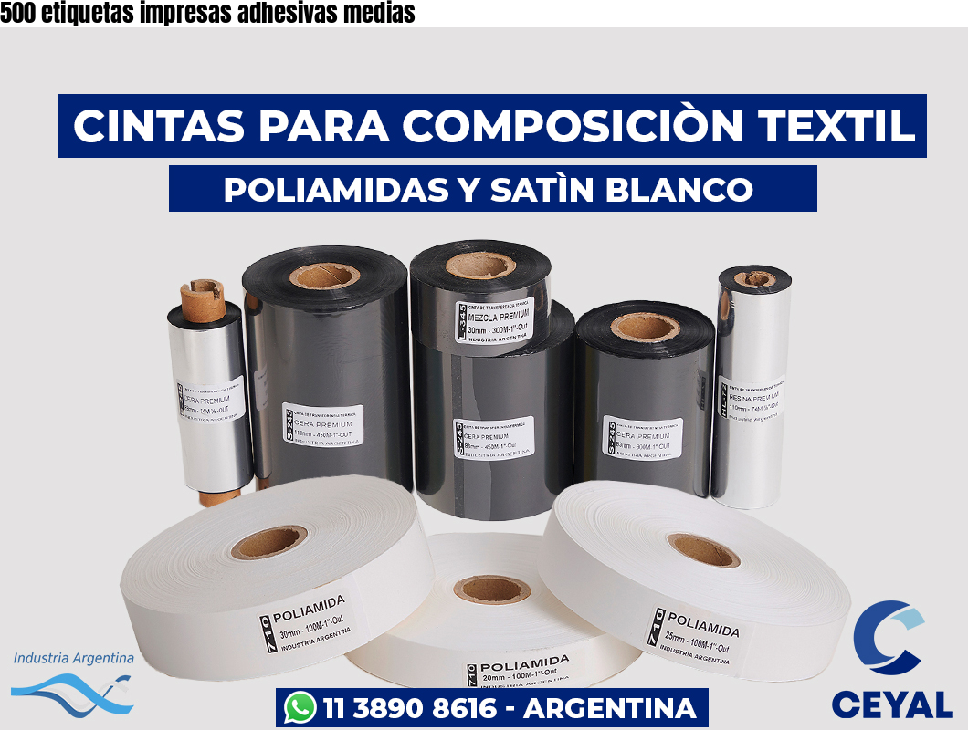 500 etiquetas impresas adhesivas medias