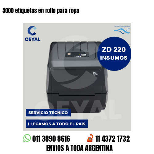 5000 etiquetas en rollo para ropa