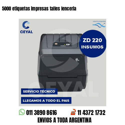 5000 etiquetas impresas talles lenceria