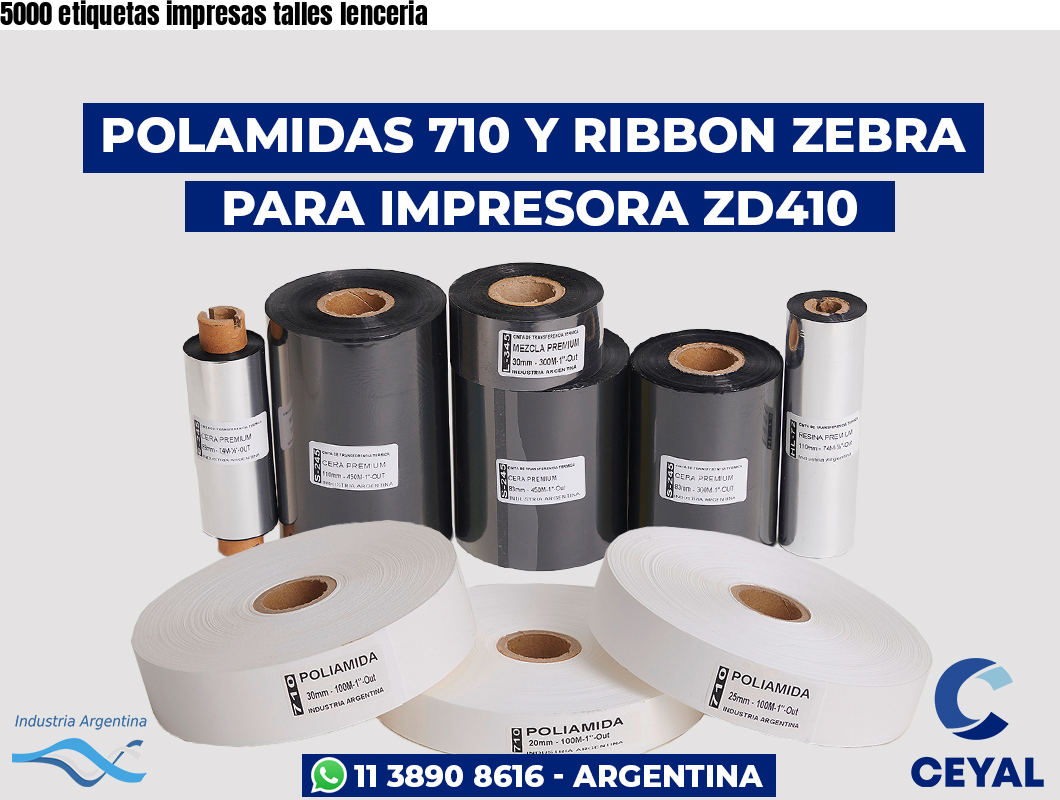 5000 etiquetas impresas talles lenceria