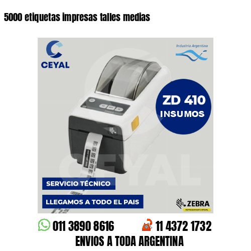 5000 etiquetas impresas talles medias