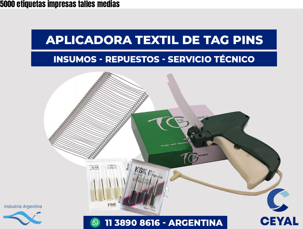 5000 etiquetas impresas talles medias