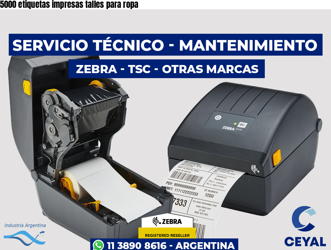 5000 etiquetas impresas talles para ropa