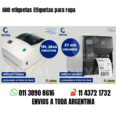 600 etiquetas Etiquetas para ropa