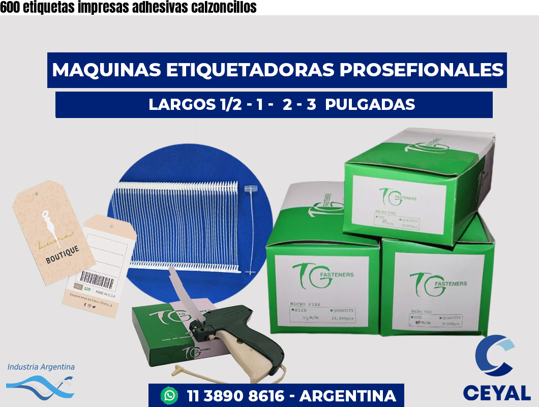 600 etiquetas impresas adhesivas calzoncillos
