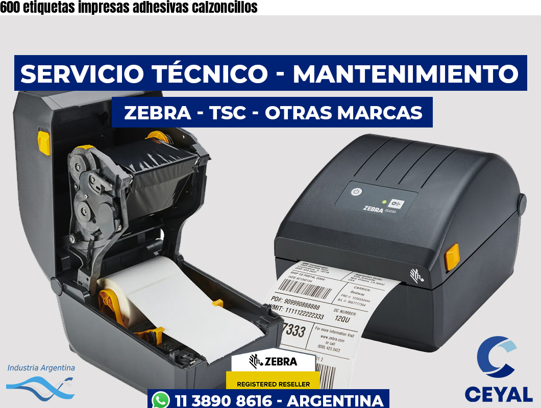 600 etiquetas impresas adhesivas calzoncillos