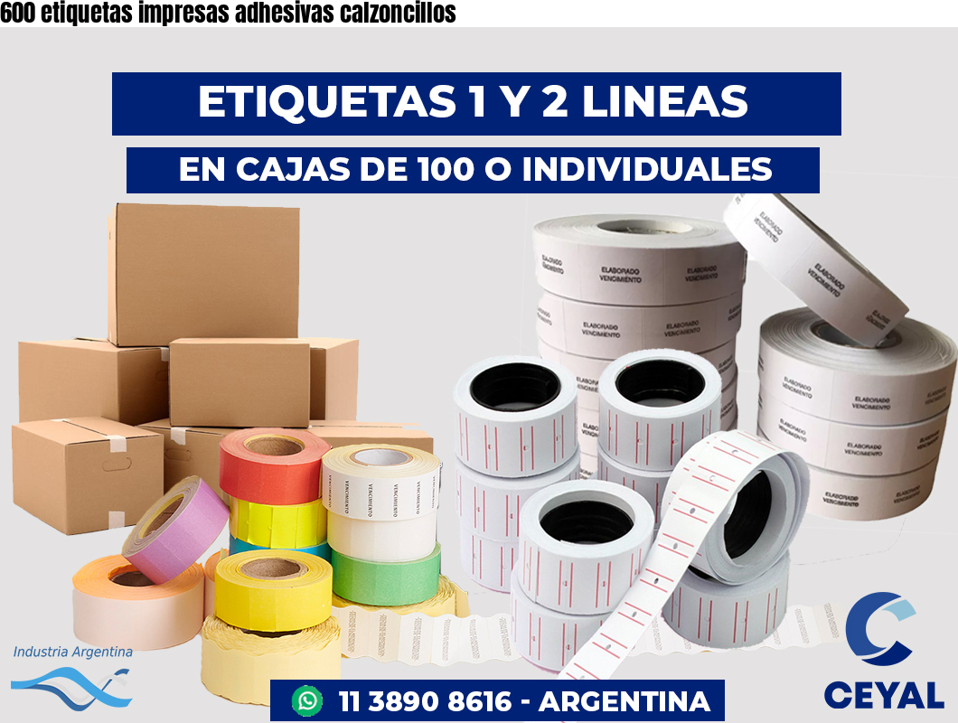 600 etiquetas impresas adhesivas calzoncillos