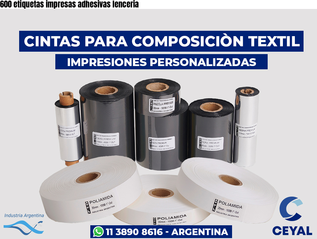 600 etiquetas impresas adhesivas lenceria