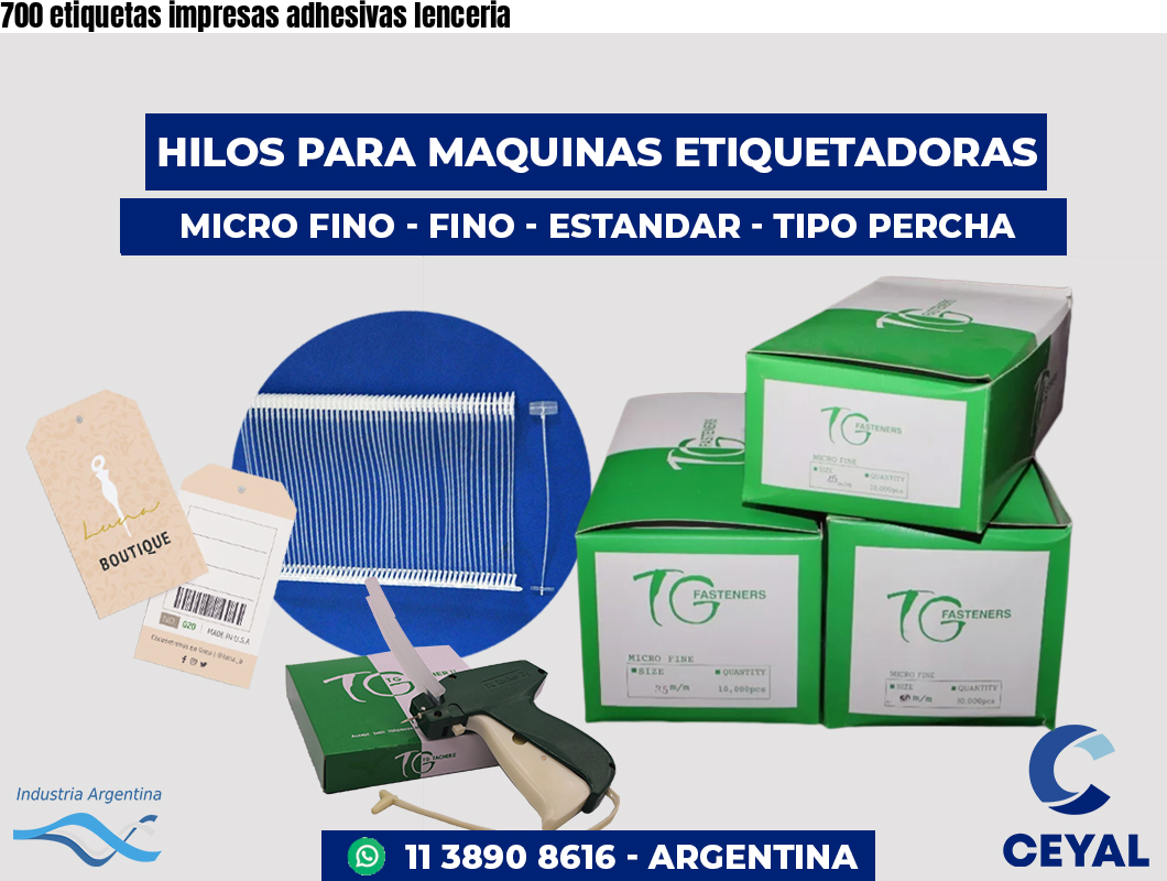700 etiquetas impresas adhesivas lenceria