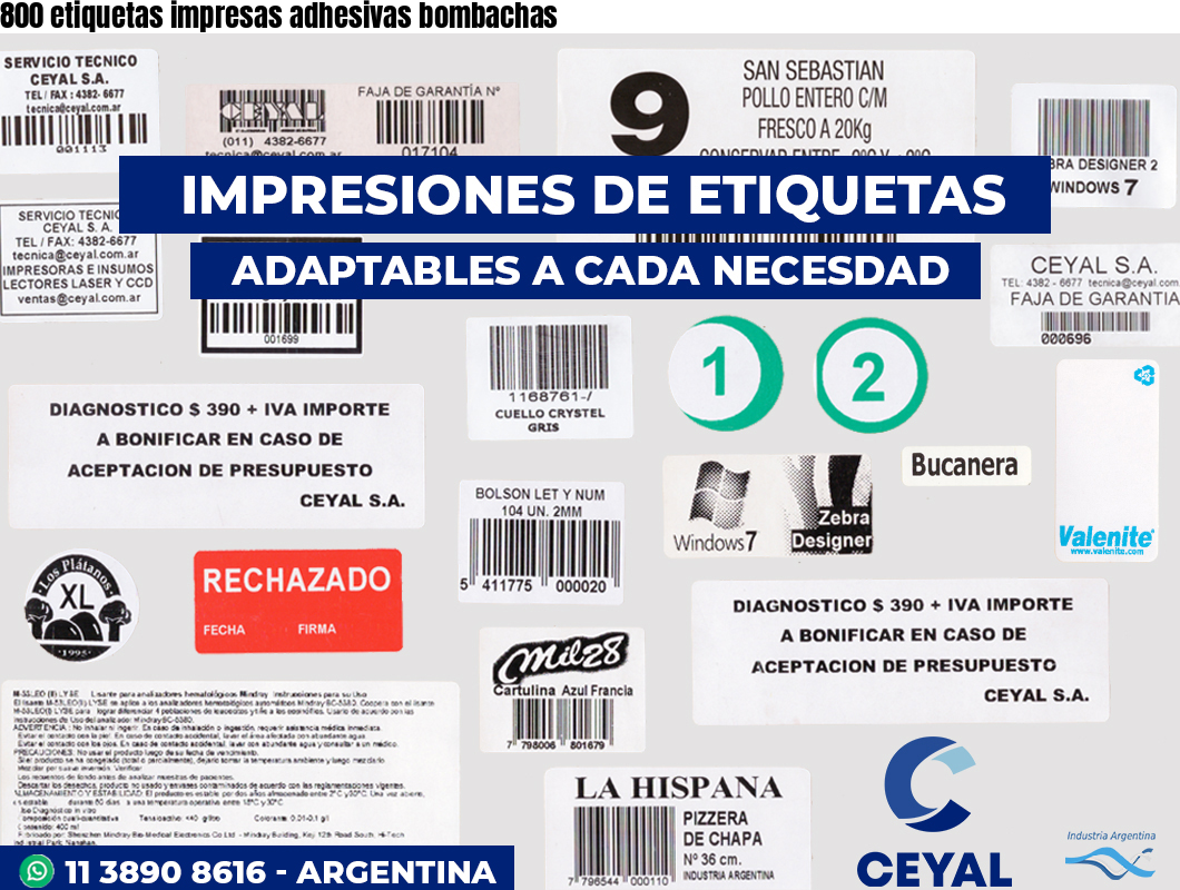 800 etiquetas impresas adhesivas bombachas
