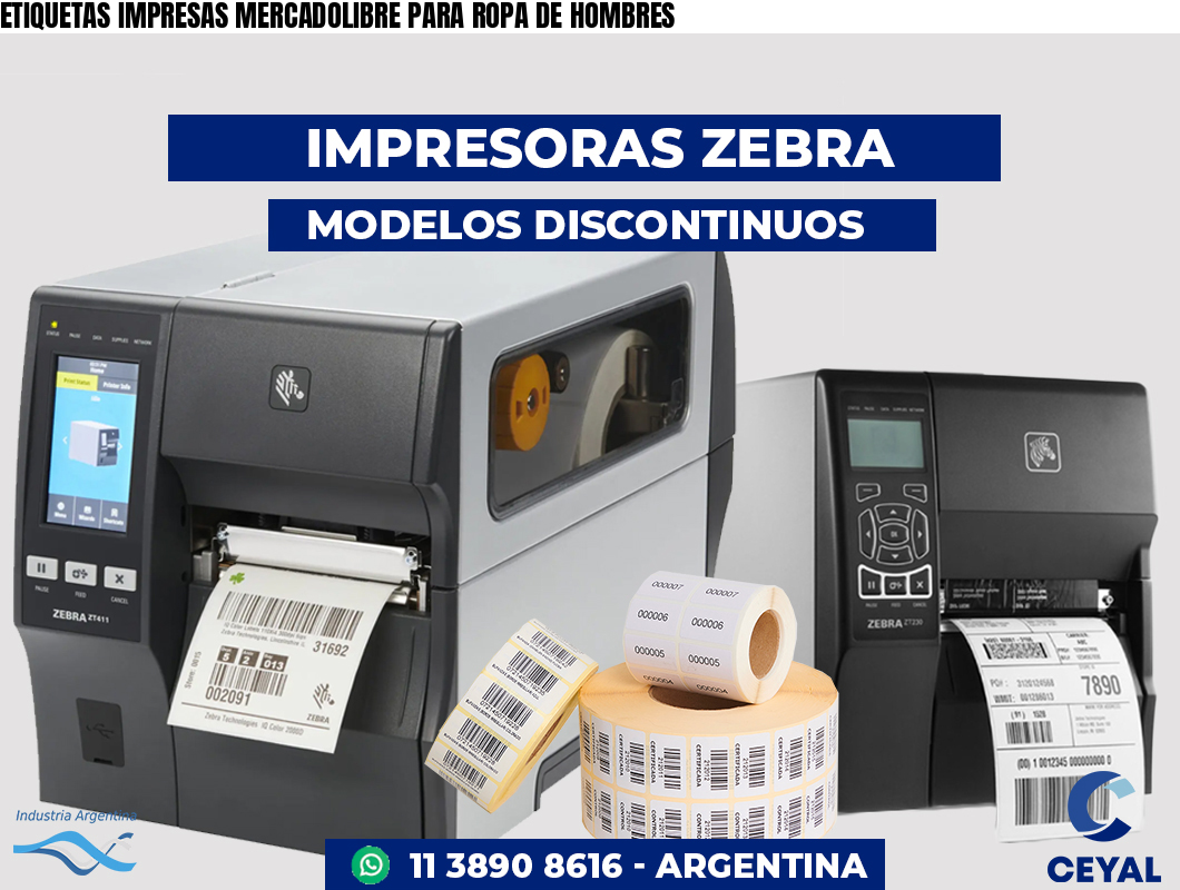 ETIQUETAS IMPRESAS MERCADOLIBRE PARA ROPA DE HOMBRES