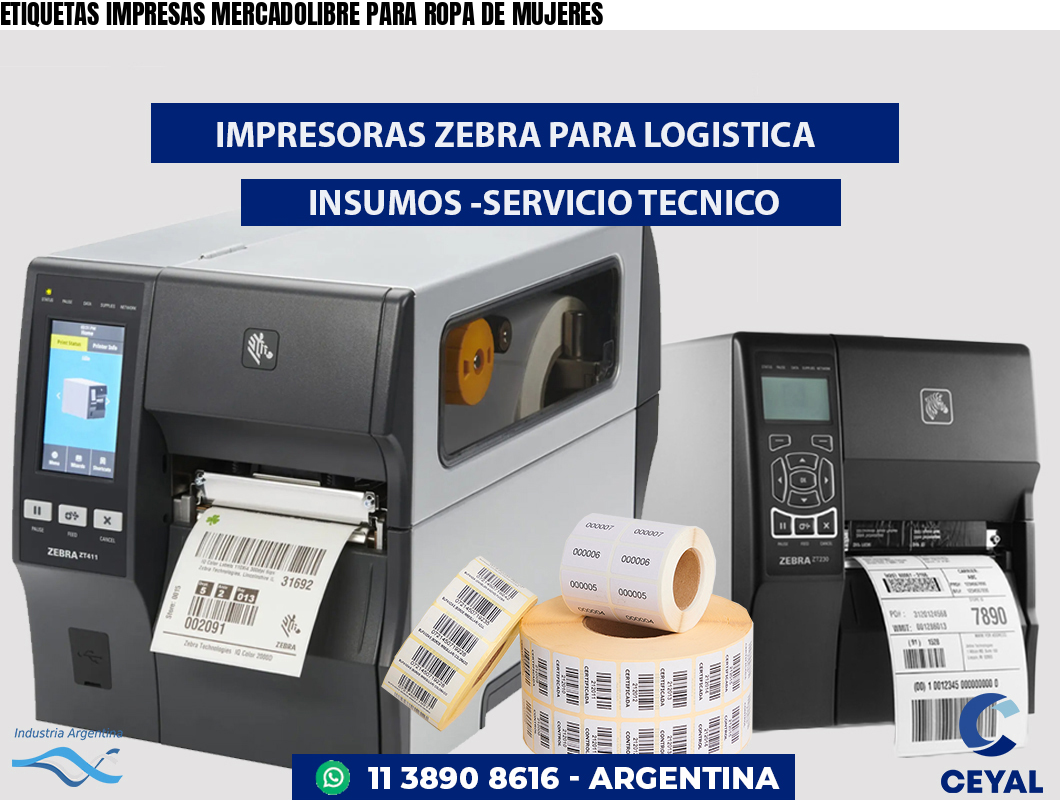 ETIQUETAS IMPRESAS MERCADOLIBRE PARA ROPA DE MUJERES