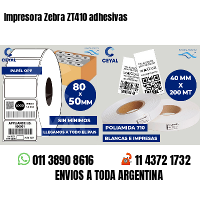 Impresora Zebra ZT410 adhesivas