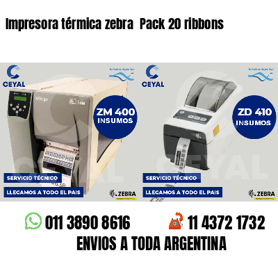 Impresora térmica zebra  Pack 20 ribbons