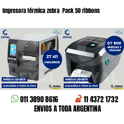 Impresora térmica zebra  Pack 50 ribbons