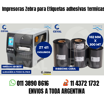 Impresoras Zebra para Etiquetas adhesivas termicas