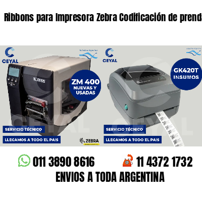 Ribbons para Impresora Zebra Codificación de prendas