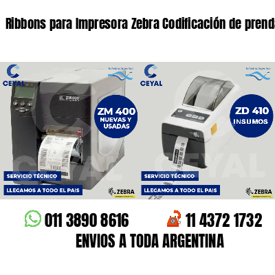 Ribbons para Impresora Zebra Codificación de prendas